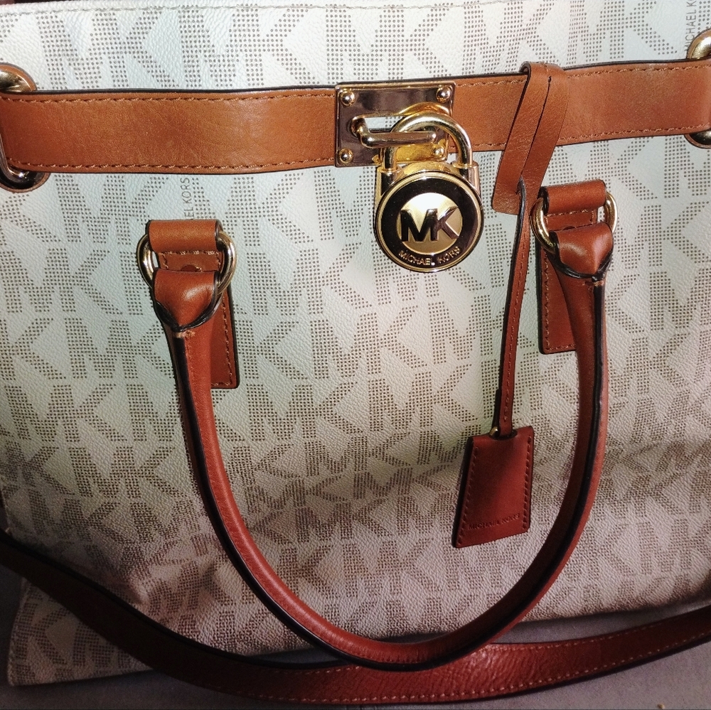 Michael Kors Tan and Cream Signature Tote